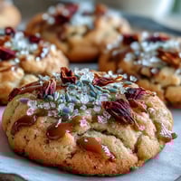 Delicate floral shortbread cookies, adorned with edible flowers, arranged in a charming Mothers Day gift box for a sweet celebration.