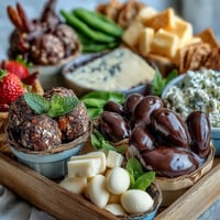 Spring Charcuterie Mini Easter Basket Treat Board with colorful cheeses, cured meats, and pastel sweets arranged in festive mini baskets.