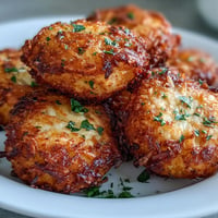 Golden Parmesan Crusted Orzo Cakes, beautifully browned and ready to dip.