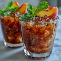 Vibrant Peach Iced Tea Slushies, a frosty summer treat with sweet peach and black tea.